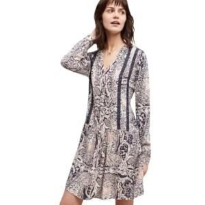 Anthropologie TINY SZ XS Caviana Paisley Button Front w/ Pockets Dress